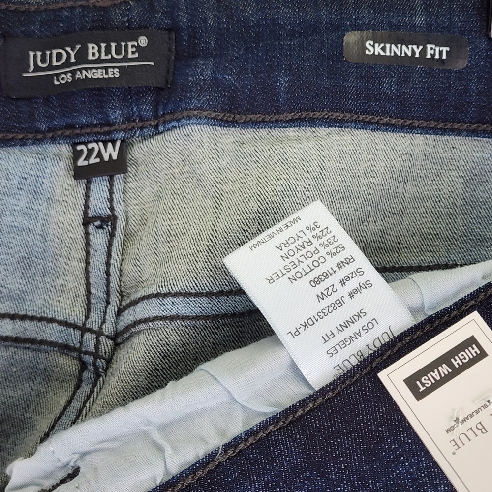 Judy Blue High Waist Skinny Fit Jeans Womens 22W Dark Wash Button Fly Casual - Picture 7 of 13